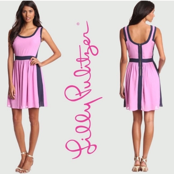 Lily Pulitzer Midi Dress size 10 women’s Irene Pink and Blue - Picture 1 of 6